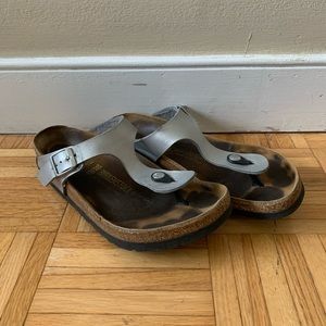 Silver Gizeh Birkenstock Sandals